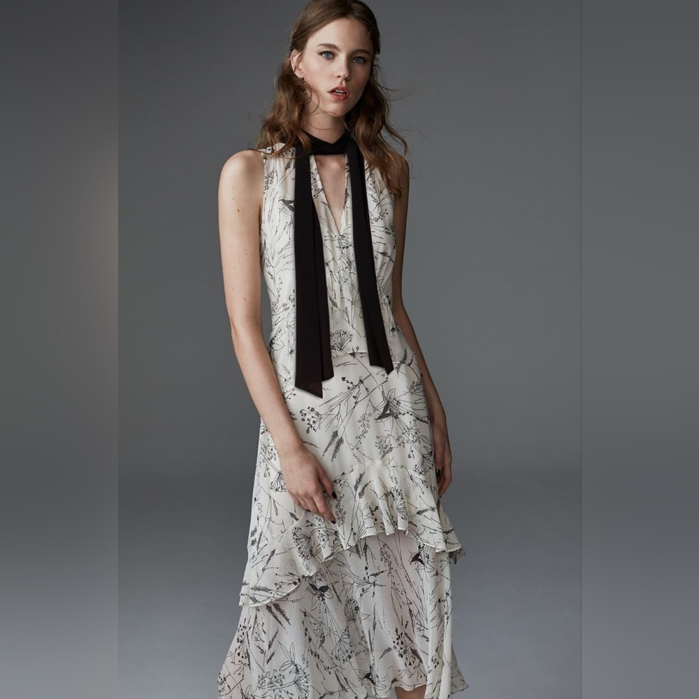 Xxs olivia palermo chelsea 28 sleevless tie neck maxi dress black and white